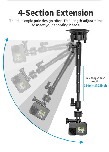 Ulanzi Go-Quick II Action Camera Smartphone Suction Cup Mount 1/4'' Screw 360° Ballhead For GoPro for Insta360 Phone Car Holder