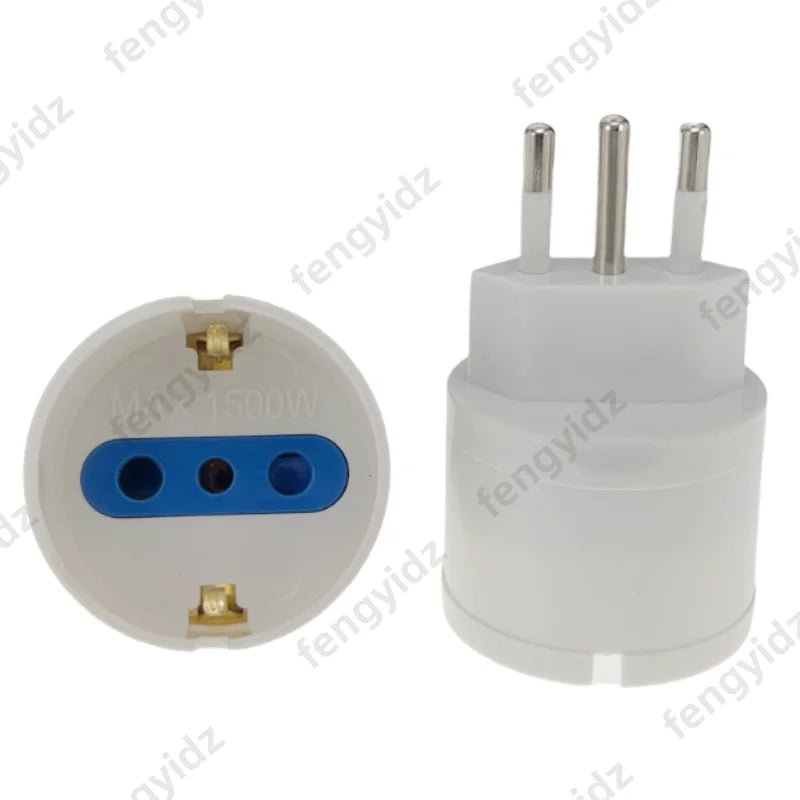 3PCS 1500W Europe Germany to Italy Travel Adapter 10A 250V Power Plug Converter for Italy Syria Uruguay Chile Electrical Socket