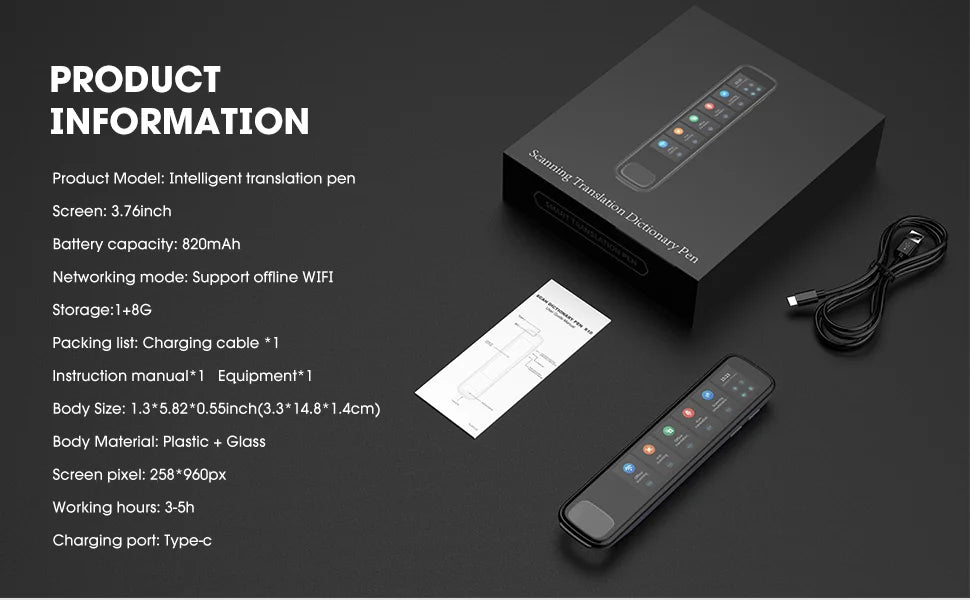 X10 Point Reading Translation Pen 3.76 Inches 142 Language Electronic Voice Scanning Pen Mutual Translation Dictionary Pen