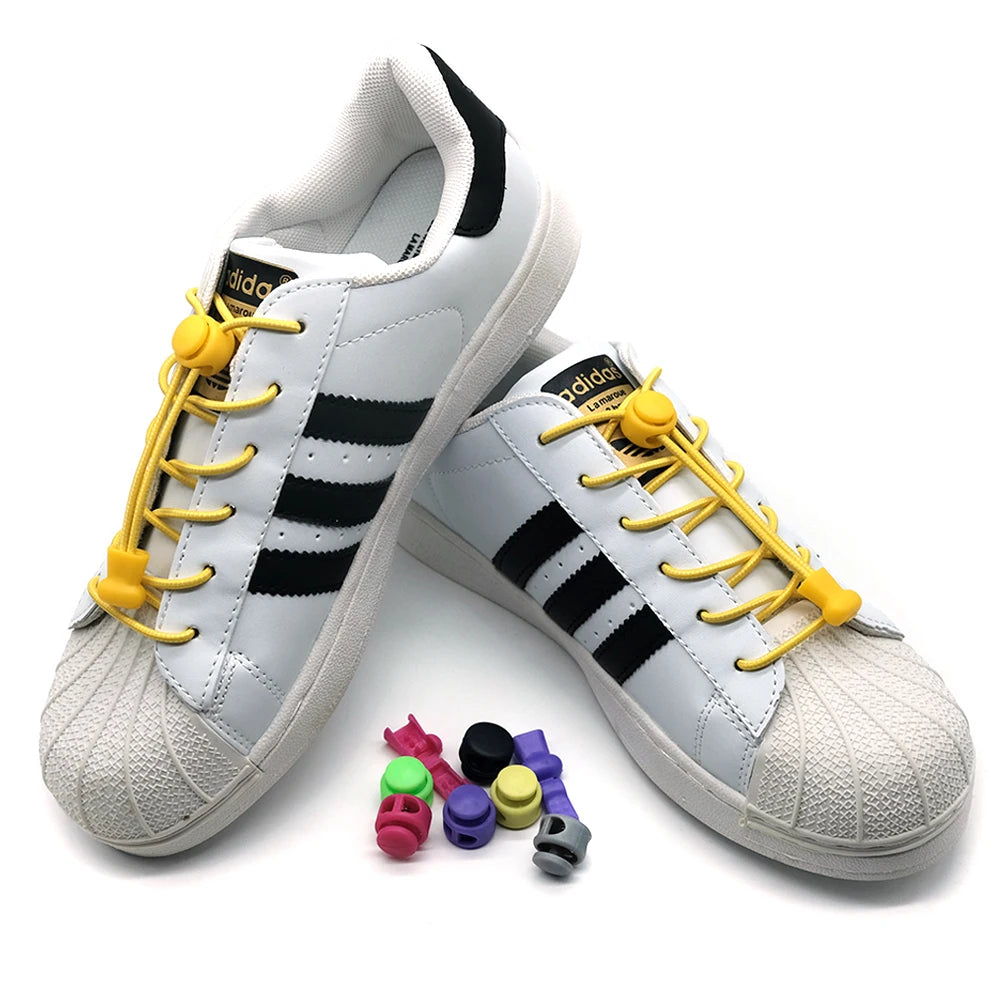 1 Pair of No Tie ShoesLaces Rubber Round Spring Lock Elastic Sneaker Shoelaces Laces Accessories Suitable for Kids Adult Lazy