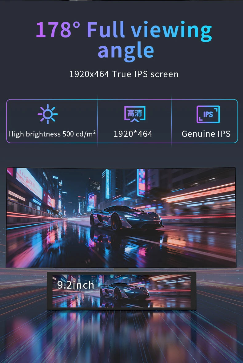 AJAZZ AKP02 9.2inch DIY IPS Secondary Screen 1920*464HD Wired USB Comprehensive Monitoring Multiple Custom Designs for Laptop PC