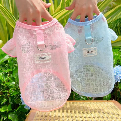 Dog Cooling Vest Thin Print Dog Clothes Summer Fashion Pet T Shirt Fly Sleeves Girls Dog Clothing Chihuahua Bichon Puppy Vests