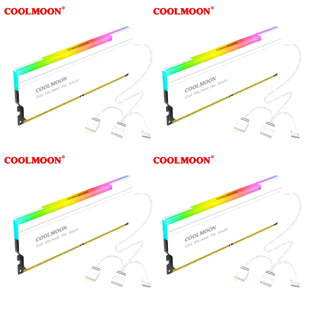 1-4PCS RAM Heatsink Radiator 5V 3PIN ARGB PC Memory Cooling Vest Addressable Heat Sink Cooler for DDR3 DDR4 DDR5 Desktop PC Ram