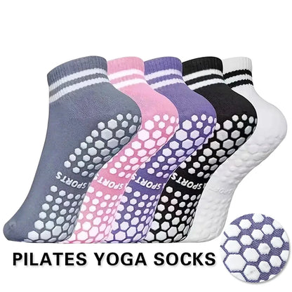 Grip Socks for Women Non Slip Pilates Yoga Socks with Double Stripes Non Slip Socks for Workout Ballet Athletic Socks