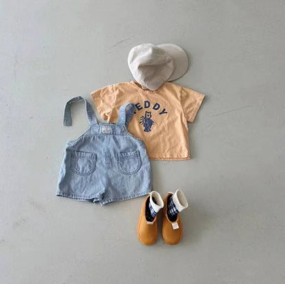2025 Summer New Baby Denim Strap Shorts Infant Jumpsuit Toddler Boy Girl Fashion Casual Overalls Baby Loose Versatile Clothes