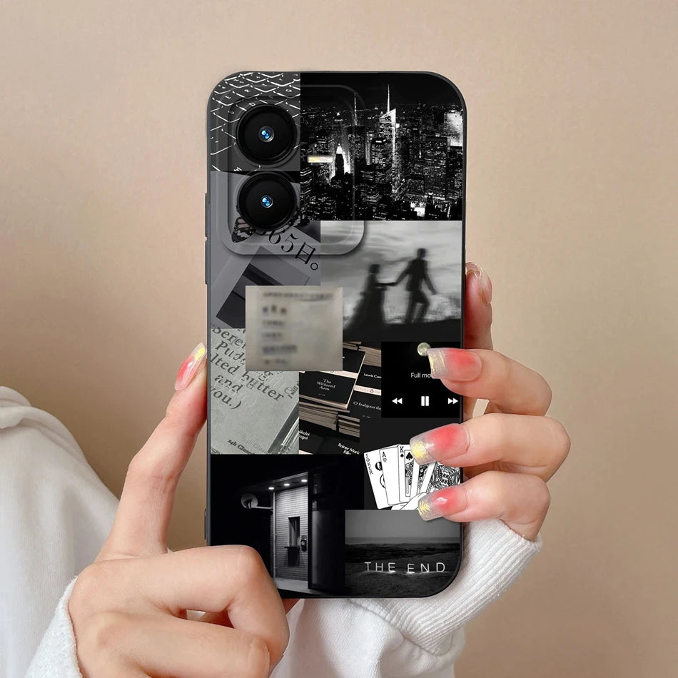 Case For Vivo Y22 Y22S Cover Camera Lens Protector For Vivo Y 22 Soft Liquid Silicone Cartoon Phone Back Covers For Women Man