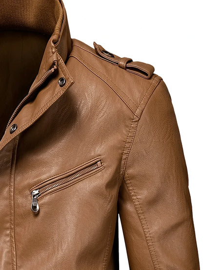 Men Long Coat Men Autumn Fashion Long Warm Pocket Leather Jacket Men Winter Casual England Style Vintage Leather Jacket Parkas