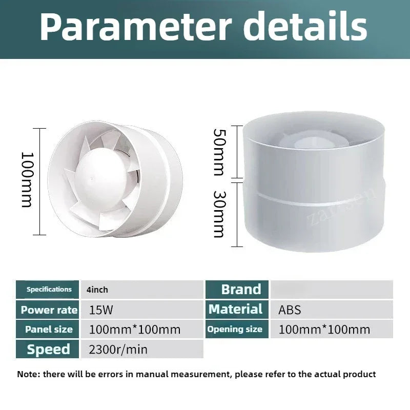 4 inch 220V Silent Ventilation Air Vents Ventilator Extractor Exhausted Extractor Fan Ventilator Bathroom Kitchen Washroom