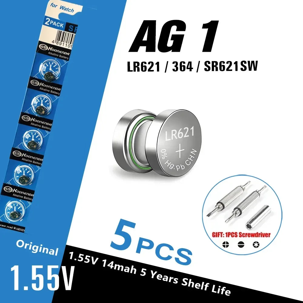 5-10PCS AG1 LR621 364 V364 164 531 SR621 SR621SW SR60 CX60 1.55V Alkaline Battery For Watch Car Key Remote Toy Button Coin Cell