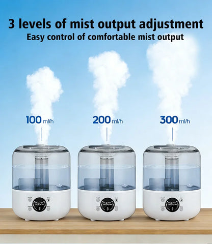 3000mL Smart Air Humidifier with Dual Mist Output: Essential Oil Aroma Diffuser for Home & Office, Equipped with Adjustable Fog