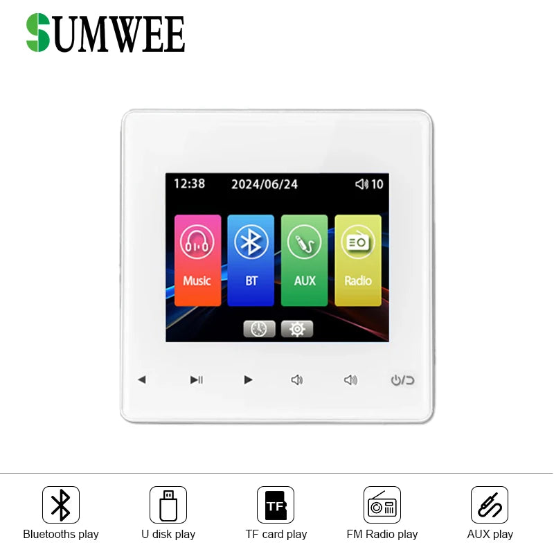 Home Audio System 86 Type Bluetooths Wall Amplifier Hotel AUX TF Sound Background Music Control Panel Optional Ceiling Speakers