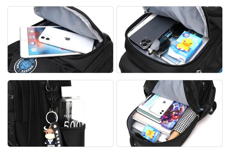 High-capacity on 2/6 Wheels Waterproof Luggage Rolling Bag Student Shoulder Backpack  Detachable Children Rolling School Bags