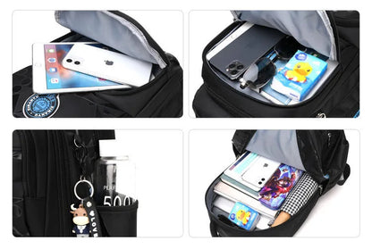 High-capacity on 2/6 Wheels Waterproof Luggage Rolling Bag Student Shoulder Backpack  Detachable Children Rolling School Bags