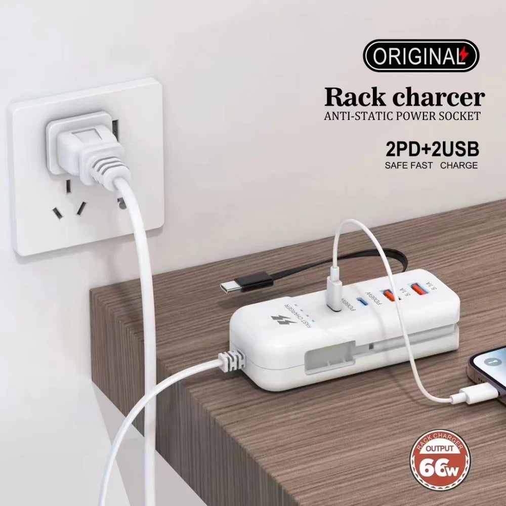 66W Muti Ports USB Type C Charger Socket EU/US/UK Fast Charging Plug Wall Adapter For Xiaomi Samsung Xiaomi Charger Power Strip