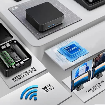 NEW MINI PC Windows 11 Intel Core I9 10980HK/intel N150 16GB RAM 1TB SSD WIFI 6 BT5.2 4K HD Mini Gaming Office Study PC