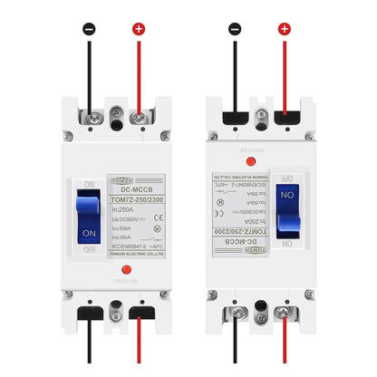 TOMZN 2P DC MCCB 600V Solar Molded Case Circuit Breaker Overload Protection Switch Protector for Solar Photovoltaic PV
