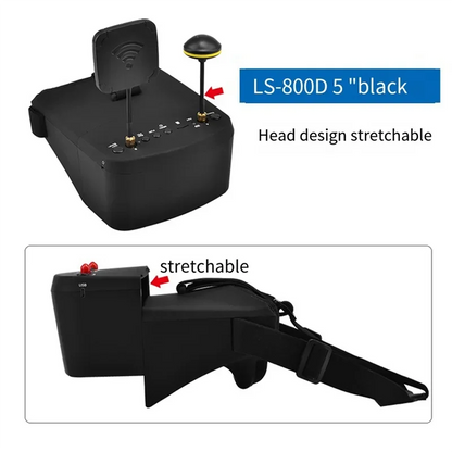 ELEC-LS-800D FPV Goggles 5.8G 40CH 5Inch 854X480 DVR Recording/Storage Dual Antennas 2000Mah For RC Racing Drone