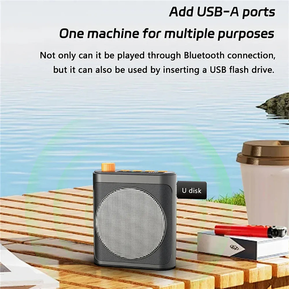 Mini Wireless Microphone Amplifier with Charging Case Lavalier Microphone Megaphone Speaker for Teachers Tour Guides Coaches
