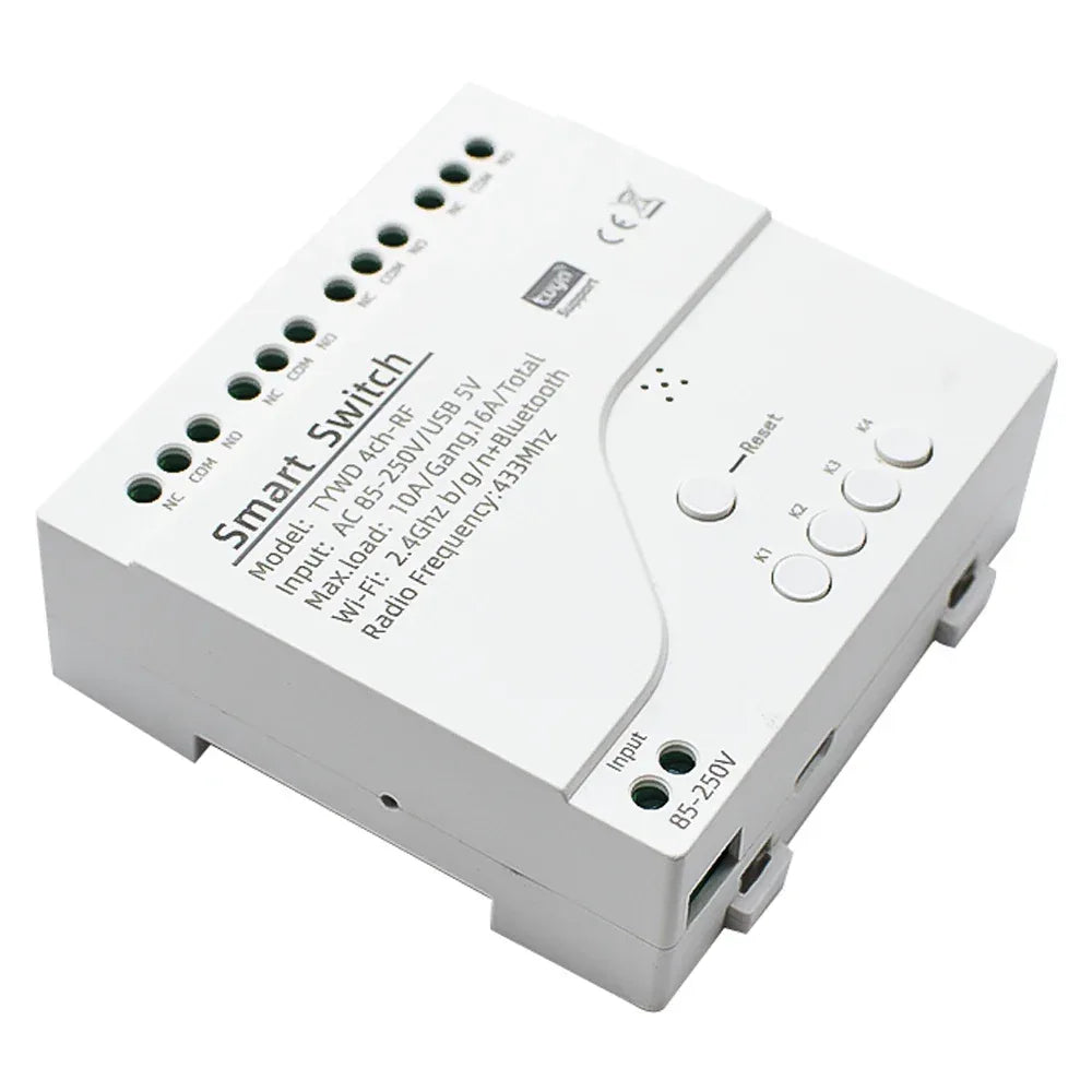 Tuya Smart Home 4CH Relay Module AC/DC 7-32V AC 220V 10A Wifi Switch 4 Channels RF433 Receiver Work With Vioce Alexa Google Home