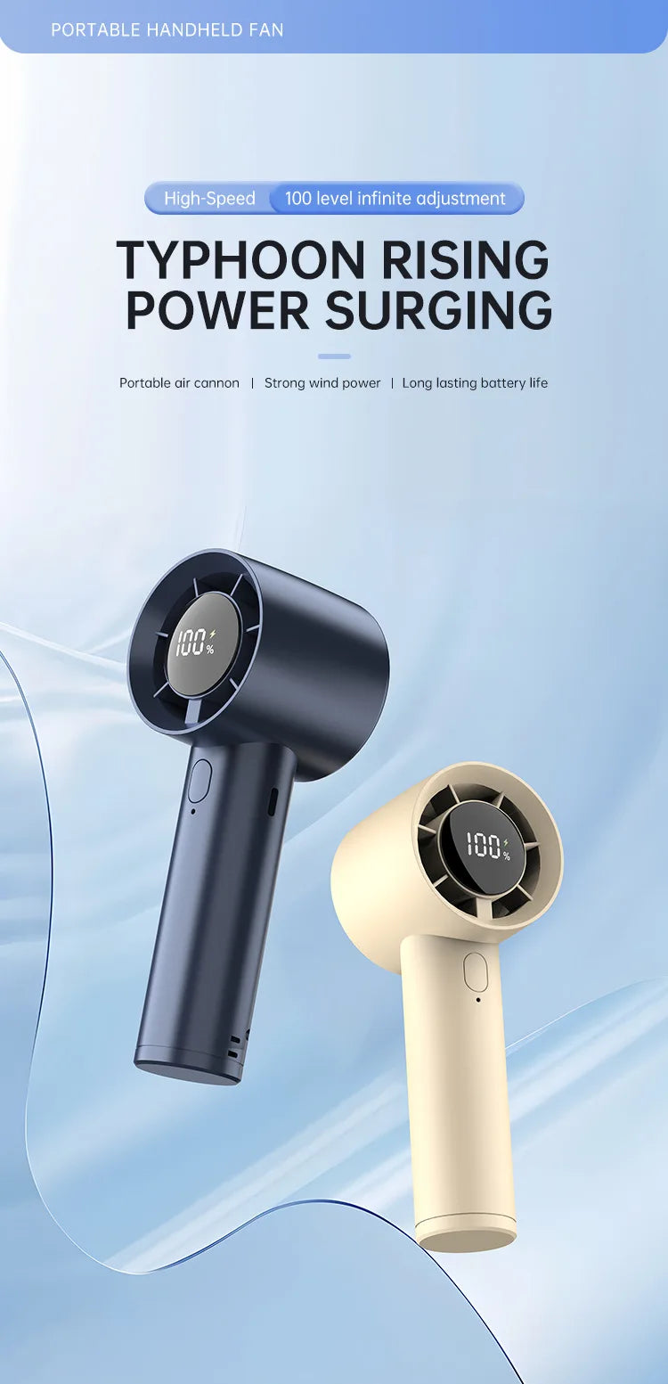 Lenovo Portable Ice Cooling Mini Handheld Fan 100 Speeds Powerful Fan High-speed USB Rechargeable Cooler with Phone Stand