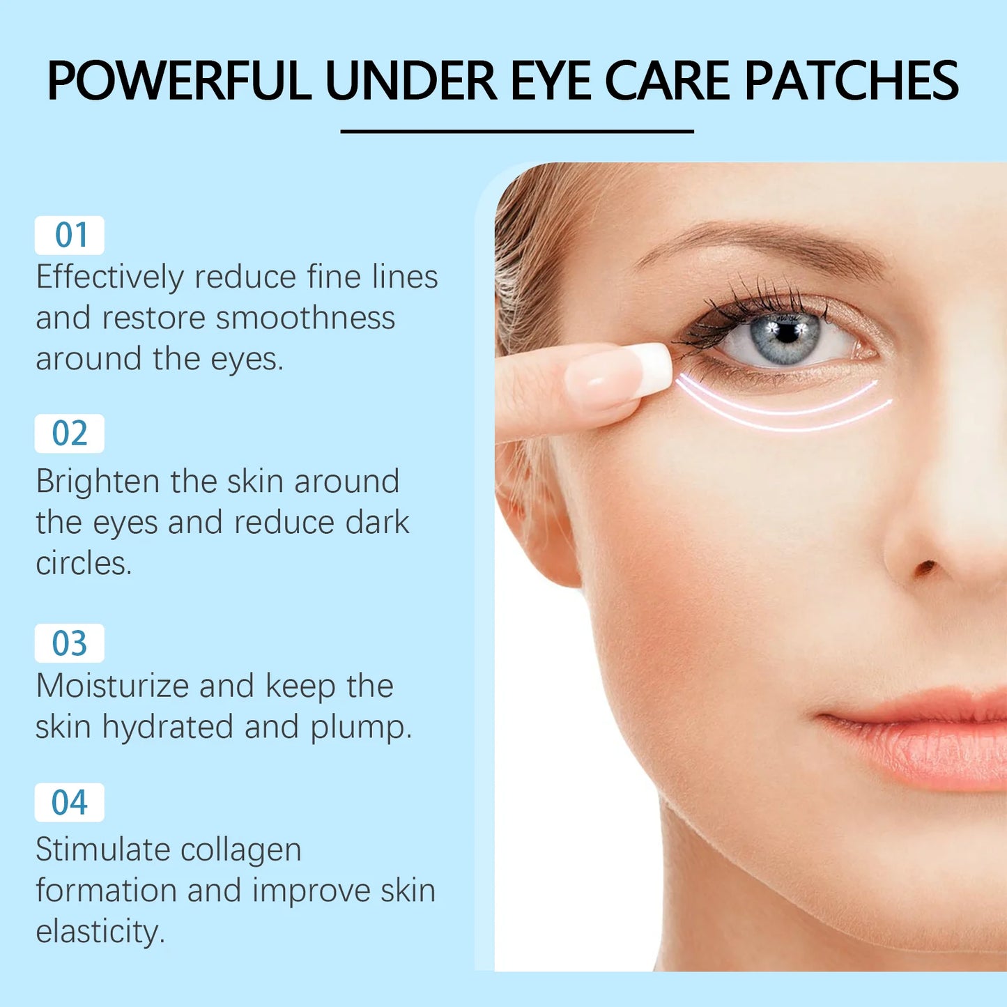 Retinol Eye Mask Patches Firming Eye Bags Anti Dark Circles Soothing Fine Lines Anti-Aging Under Eye Hydrating Eye Care 60PCS