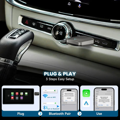 Carplay Android Auto Wireless Adapter 2 in 1 Carplay Adapter for OEM Car Stereo with USB Plug and Play Wired To Wireless