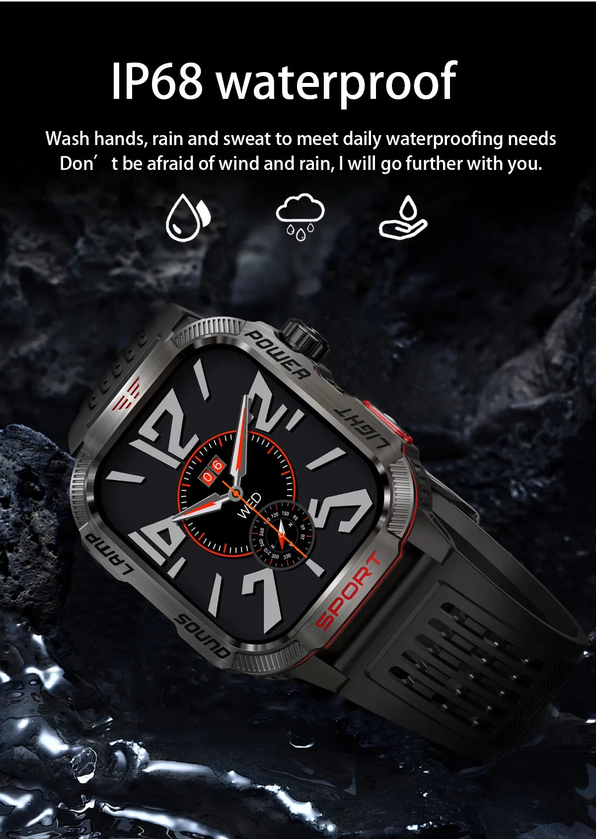 2026 New LED flashlight Military Smart Watch Men IP68 GPS Outdoor Sports Fitness Tracker Health Monitor 2.01" BT Call Smartwatch