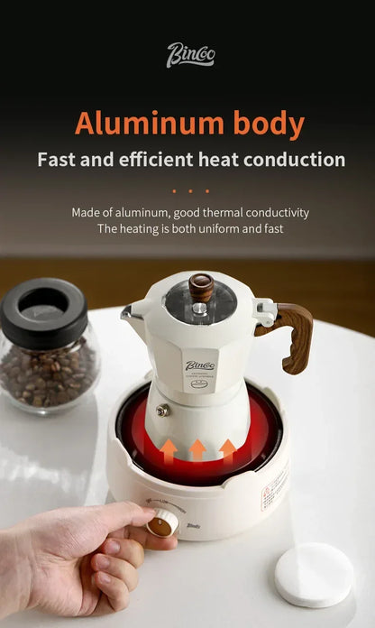 Bincoo Dual Valve Moka Pot Espresso Maker Mocha Pot Brewed Coffee Pot 220V Electric Stove Concentrated Extraction Barista Tools