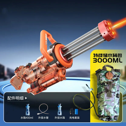 Large Backpack 3L Electric Water Gun Gatling Cool Lighting Toys,2024 New Summer Outdoor Shooting Super Water Gun Toy Gifts