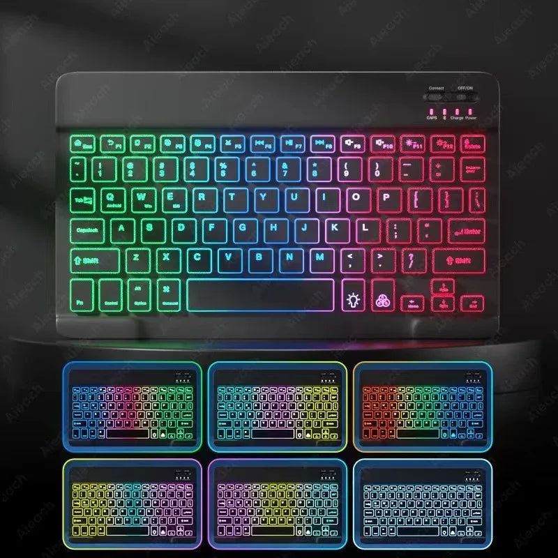 Mini Keyboard Wireless Bluetooth Keyboard 7 Color Backlit Rechargeable Keyboard Silent Keyboard For PC Android Windows iPad