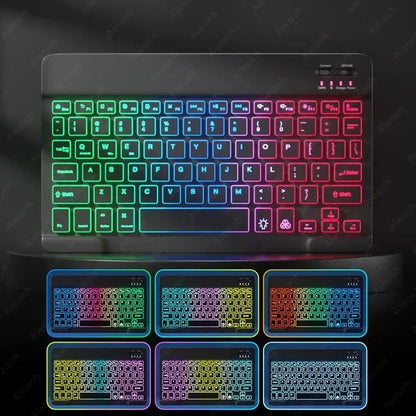 Mini Keyboard Wireless Bluetooth Keyboard 7 Color Backlit Rechargeable Keyboard Silent Keyboard For PC Android Windows iPad