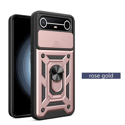 Slide Camera Cover for Tecno Spark Slim 4G Pova Slim 5G Case Ring Kickstand Holder Full Protective Shockproof Phone Capa Funda