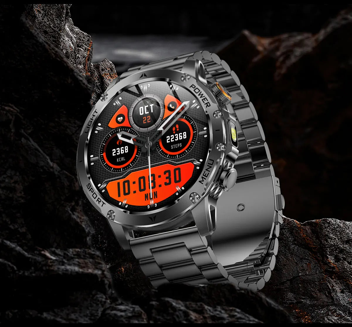 1.7" Large Screen Bluetooth Call Smart Watch Men‘s Sports Outdoor Flashlight 1000mAh Health Monitor Smartwatch for Man Male IP6
