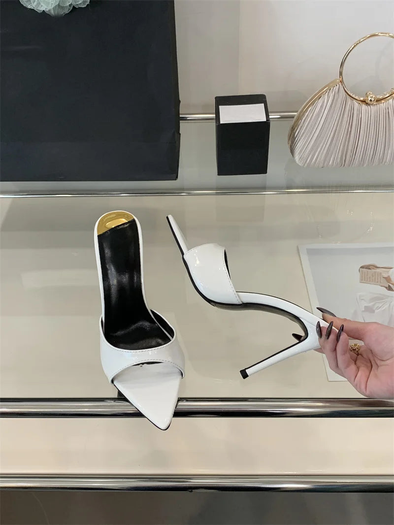 Hlieny 2026 Summer Fashion Stiletto Heels Women Pointed Toe Slippers Banquet Dress Sandals Party Wedding Mule Slides Shoes