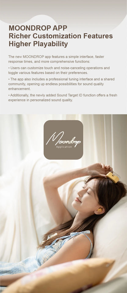 MOONDROP Pudding TWS earphones True Wireless Stereo ANC AI ENC LHDC-V 10mm Dynamic Driver，Bluetooth 6.0 with AI noise reduction