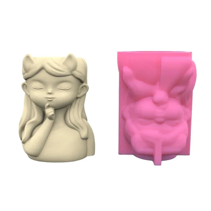 21 Types Nonstick Girls Pen Holder Mold Flower Pot Silicone Mold DIY Crafts Ornament Tool DIY Succulent Planter Mold