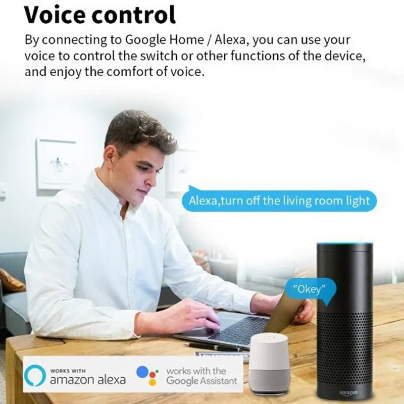Tuya Smart Home Automation Switch 2-way Breaker Work With Smart Gateway Smart Life App Control support With Google Home Alexa