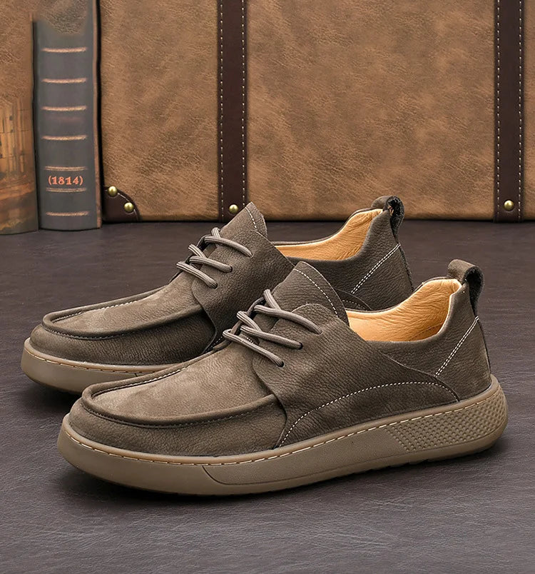 LIHUAMAO Cow leather Men Shoe Casual Walking footwear Sneakers outdoor work shoes sport