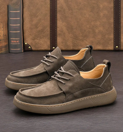 LIHUAMAO Cow leather Men Shoe Casual Walking footwear Sneakers outdoor work shoes sport
