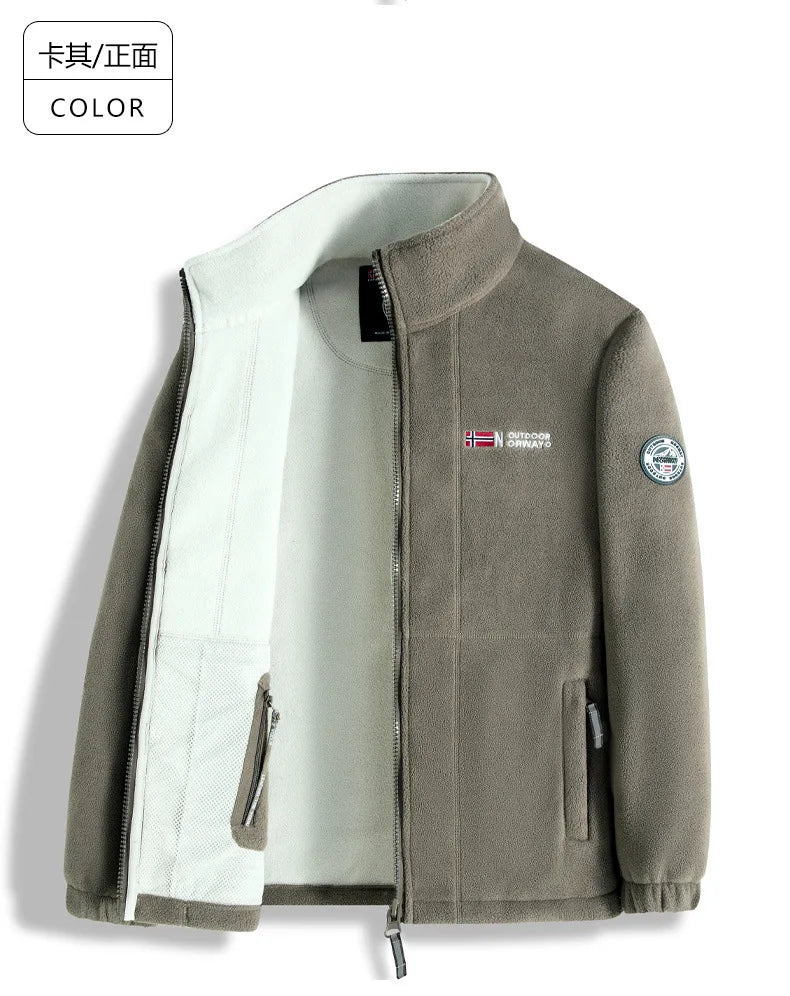 new men's fleece with fleece thickened warm windproof outdoor casual storm jacket fashion men's coat
