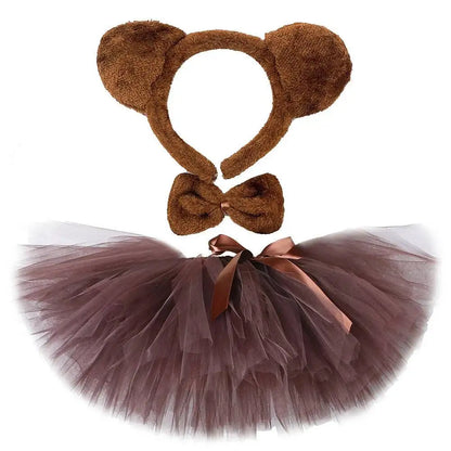 Ensemble jupe tutu ours brun pour bébé fille, déguisements de Noël et d'Halloween, jupes animaux, tutus pour anniversaire et danse (0-14 ans).
