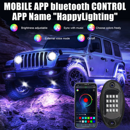RGB LED Rock Lights 4/6/8 In 1 Car Chassis Light For Jeep Off-Road Truck Boat Music Sync Bluetooth APP Control Undergolw