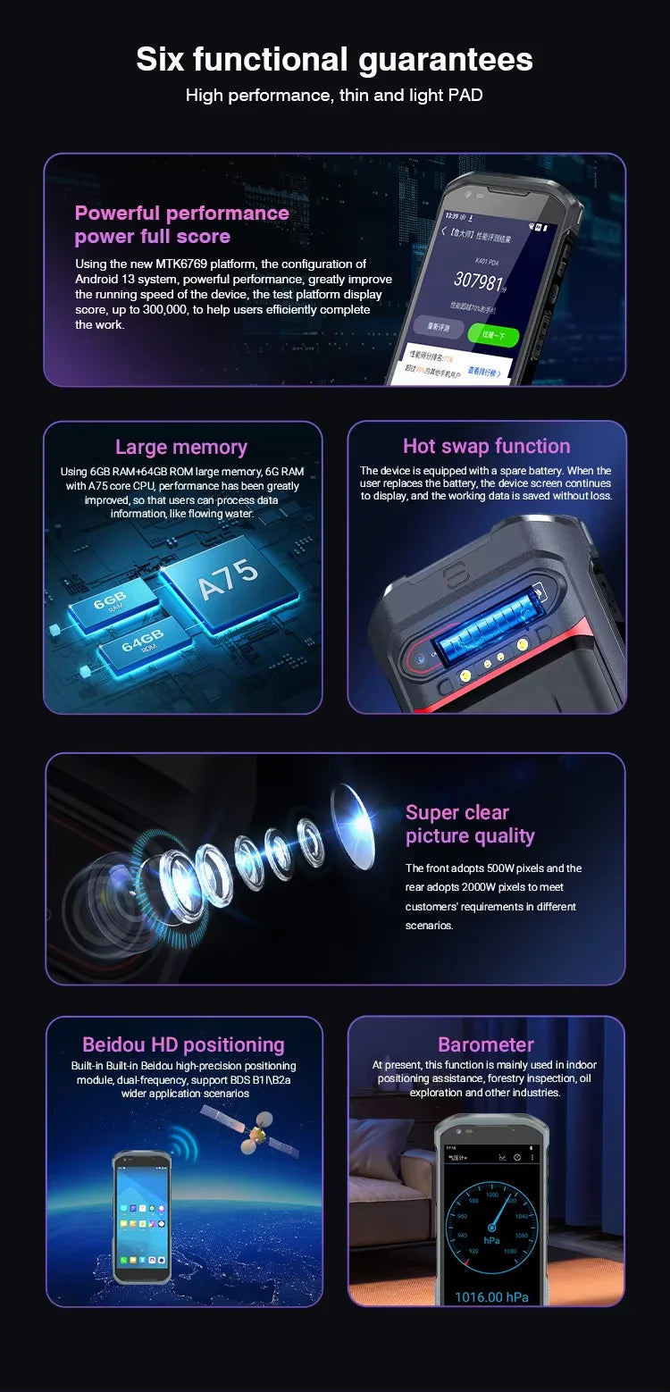 PDA Android Handheld Terminal Honeywell Barcode Scanner 1D Laser 2D QR Portable Data Collector Terminal Device with WIFI 4G NFC