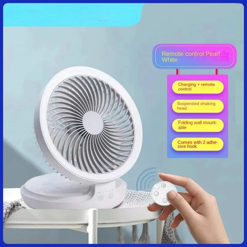 Edon Air Circulation Fan Wireless Suspended USB Rechargeable Night Light Touch Control 4 Wind Speed Folding Electric Fan Home