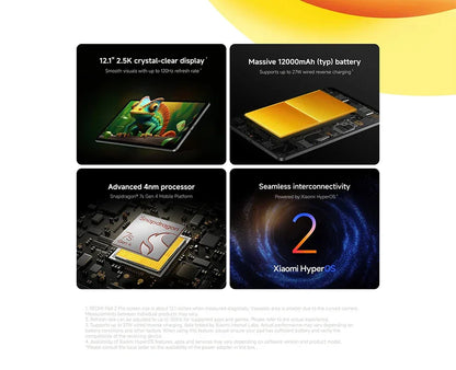 Global Version Xiaomi Redmi Pad 2 Pro Wifi 8 + 256GB 12.1 Inch 2.5K Crystal-clear Certified Eye-care Display Quad Speakers Massive 12000mAh (type) Battery Tablet PC