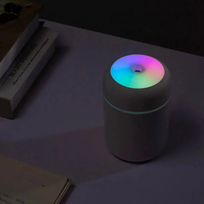 Multi-Function Car-Mounted Ultrasonic Humidifier with RGB Ambient Lighting and 300ml Aromatherapy Diffuser for Compact Spaces