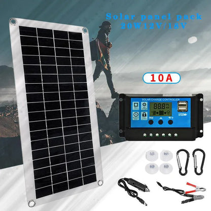 40W Solar Panel 12V/18V Solar Cell 10A-100A Controller Solar Plate Kit For Phone RV Car Caravan Home Camping Outdoor Battery