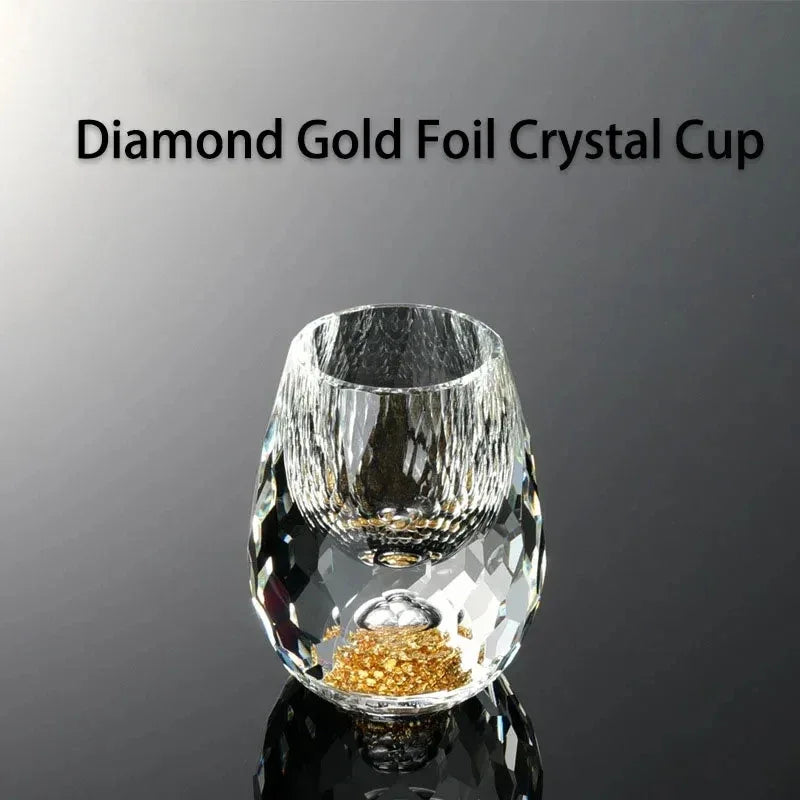 1/2/4/6pcs Luxury Crystal Glass Vodka Sake Shochu Bar Liqueur Gold Foil Glass Tea Cup Gift Hard Liquor Wine Glasses 15ml