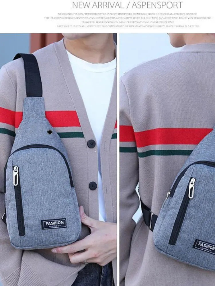 2023 New Chest Bag Fashion New Solid Color Men Chest Bag Outdoor Casual Fashion One Shoulder Crossbody Bag