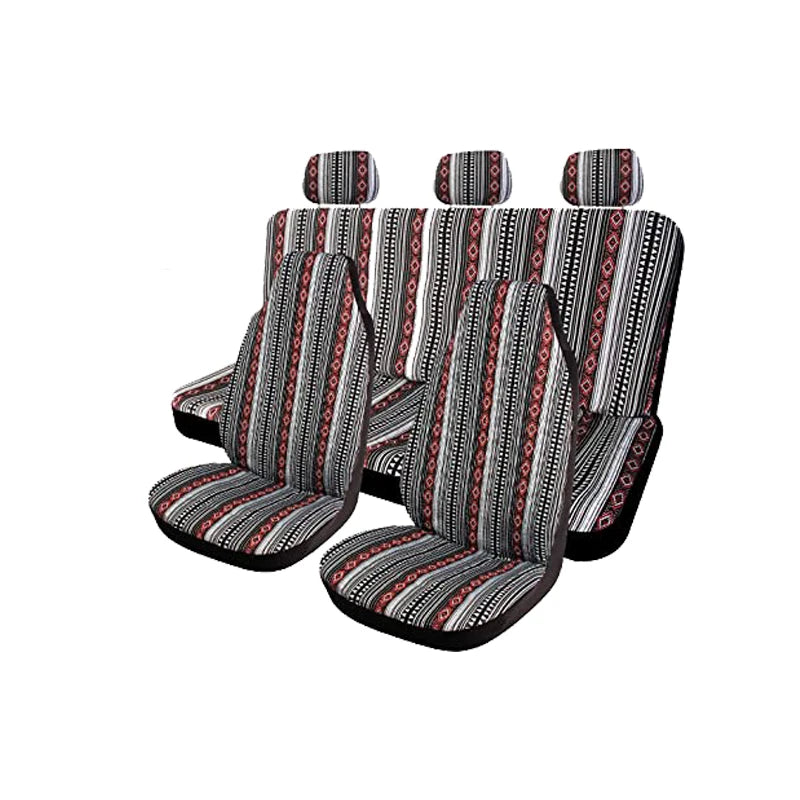 AUTO PLUS Car Seat Covers Set Baja Saddle Blanket Weave Universal Fit Most Car Seat Protection Steering Wheel Cover Protector by PDG ibma